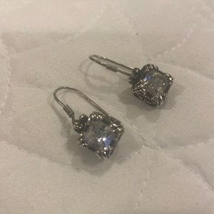Silpada sterling silver square CZ drop earrings